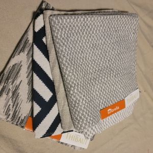 4 Thibaut Sunbrella fabric samples gray black navy